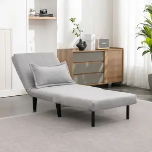 Harper 1 Seater Folding Clic Clac Fabric Living Room Lounge Futon Sofa Bed Grey