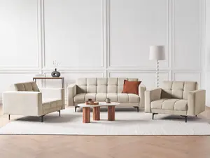 Fabric Living Room Set Beige ALNES