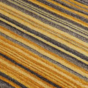 Melrose Mubai Stripe Wool Made Ochre Area Rug 200/285cm