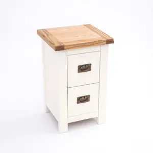 Lovere 2 Drawer Petite Bedside Table Brass Drop Handle