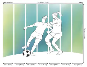 Origin Murals Girls Playing Football Green Matt Smooth Paste the Wall Mural 350cm wide x 280cm high