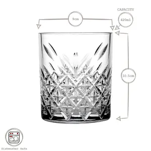 Pasabahce Timeless Whisky Glasses - 420ml - Pack of 4