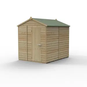 Forest Garden Beckwood Shiplap 8x6 ft Apex Natural timber Wooden Pressure treated Shed with floor (Base included) - Assembly service included