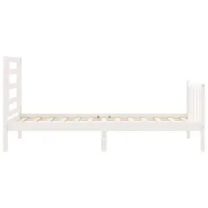 Berkfield Bed Frame with Headboard White Single Solid Wood