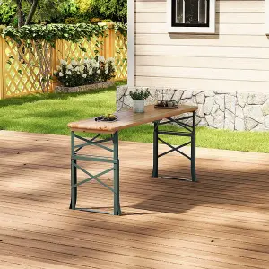 170cm W Wooden Outdoor Garden Table with Adjustable Frame and Foldable Design