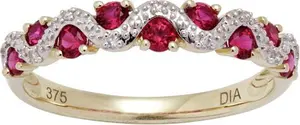 Revere 9Ct Gold 0.03Ct Diamond And Ruby Eternity Ring - H