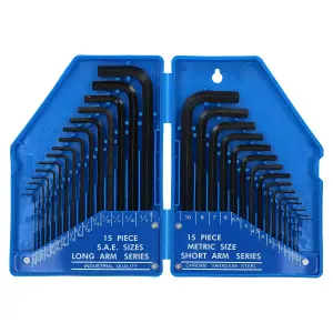 30pc Metric and Imperial AF SAE Allen Hex Keys 0.7mm - 10mm / 0.028 -3/8