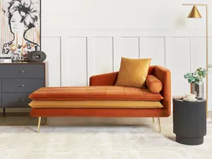 Right Hand Velvet Chaise Lounge Orange GONESSE