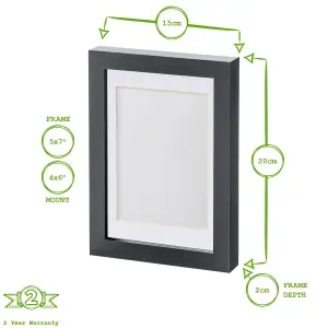 Nicola Spring Photo Frame with 4" x 6" Mount - 5" x 7" -  Black Mount - Pack of 5