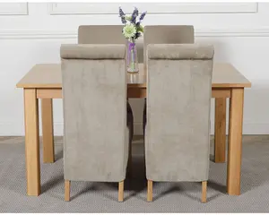 Oslo 150 x 90 cm Medium Oak Dining Table and 4 Chairs Dining Set with Montana Grey Fabric Chairs