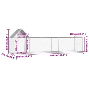 Chicken Coop 5x1x1.5 m Galvanised Steel