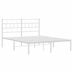 Berkfield Metal Bed Frame with Headboard White 140x190 cm