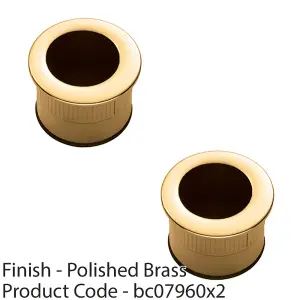 2 PACK - Small Recessed Sliding Door Flush Pull - 29mm Round 23mm Depth Polished Brass