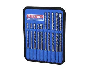 Faithfull Set of 10 SDS Masonry Bit Set 160 - 210mm With Storage Wallet