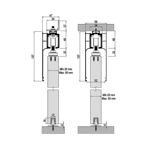 DecorAndDecor Top Hung Sliding Door Gear Kit - 120Kg Max Door Weight - 1200mm Track - One Way Soft Close