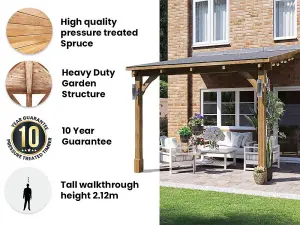 Dunster House Lean To Wooden Gazebo Canopy Kit 3m x 3m Patio Garden Shelter with Roof Shingles Leviathan