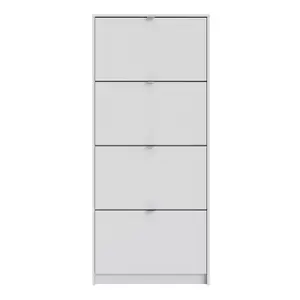 Shoes Shoe cabinet  w. 4 tilting doors and 1 layer White