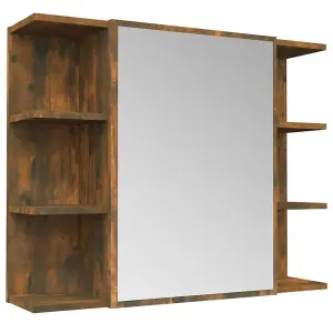 Berkfield Bathroom Mirror Cabinet Smoked Oak 80x20.5x64 cm Engineered Wood