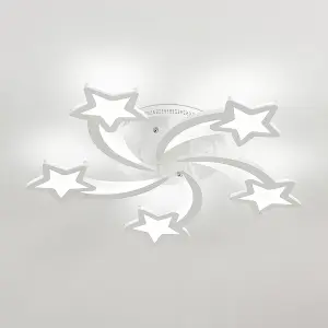 5 Head Childlike Shooting Stars LED Energy Efficient Flush Mount Ceiling Light Fixture for Cartoon Decor Cool White