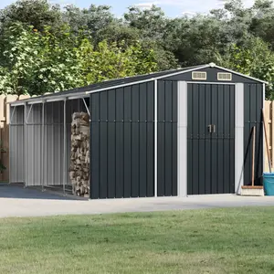 Breban Garden Shed 277 x 365.5 x 179 cm Galvanised Steel Anthracite