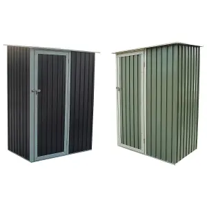 Charles Bentley 4.7ft x 3ft Metal Storage Shed Grey Small Roof Door Apex