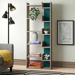 Kara 5-Tier Freestanding Bookcase for Home and Office Storage White/Black / 162" H x 69" W x 22" D