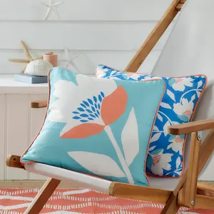 Luna Floral Square Throw Cushion Duck Egg