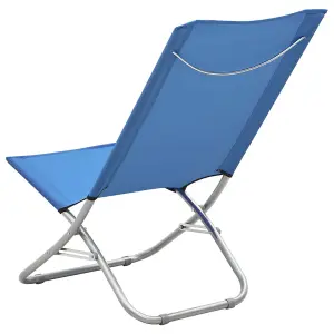 Berkfield Folding Beach Chairs 2 pcs Blue Fabric