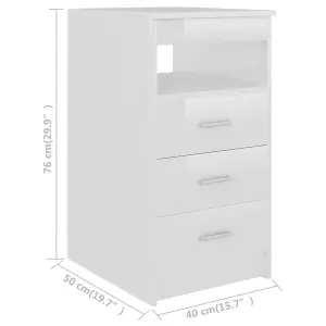 Berkfield Drawer Cabinet High Gloss White 40x50x76 cm Engineered Wood