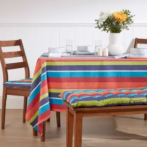 Homescapes Multi Colour Striped Tablecloth 137 x 178 cm