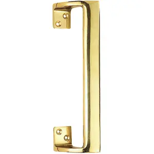 Cranked Oval Grip Door Pull Handle 225mm Length 46.5mm Proj Polished Brass