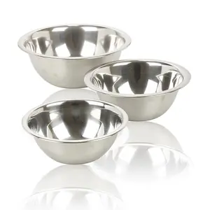 URBNLIVING Set of 3 Stainless Steel Metal Deep Mixing Bowls Salad Spaghetti Pasta Caterer