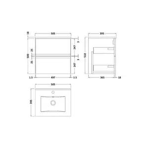 Urban 505mm Wall Hung Single Vanity Unit Satin Grey