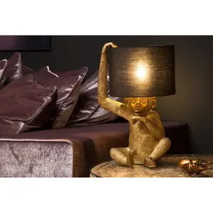 Lucide Extravaganza Chimp Retro Table Lamp 30cm - 1xE14 - Black