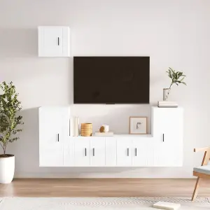 Berkfield 5 Piece TV Cabinet Set High Gloss White Engineered Wood