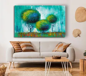 Three Round Trees Canvas Print Wall Art - Medium 20 x 32 Inches