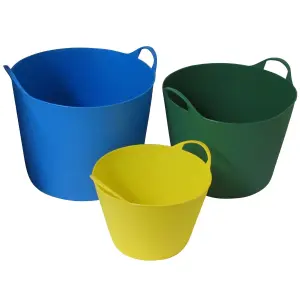 Heavy Duty Flexitub Flexible Buckets 12L x5 (Builders Tub Work Trug Feed Storage)