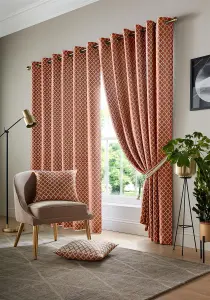 Wold Ring Top Curtains 168cm x 229cm Orange