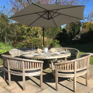 Beige 3m Cantilever Garden Parasol Hanging Umbrella & Square Base