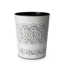 9L Waste Paper Bin Floral White Desk Bedside Bathroom Waste Rubbish Bin