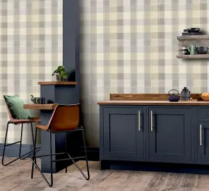 Arthouse Country Check Grey Wallpaper