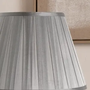 45cm Grey Silk Box Pleat Empire Table Floor Lampshade