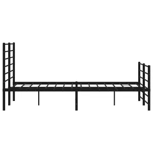 Berkfield Metal Bed Frame with Headboard and Footboard Black 120x190 cm 4FT Small Double