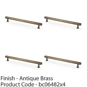 4 PACK - Industrial Hex T Bar Pull Handle - Antique Brass 224mm Centres Kitchen Cabinet