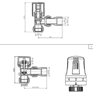 Right Radiators Thermostatic Angled TRV & Lockshield Radiator Valves Set 1/2"x15mm