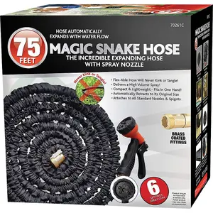 Expandable Magic Hosepipe with Solid Aluminium Ends & Multi-Function Spray Gun - Stretch Hosepipe - Extra Strength Fabric