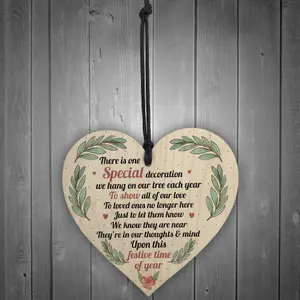 Red Ocean Memorial Plaque Decoration Mum Dad Nan Memorial Gift Wooden Heart In Memory Christmas Plaque