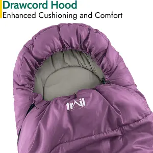 Mummy Sleeping Bag 3 Season Waterproof Adult Single Outdoor Camping Purple Trail