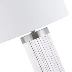 Modern Chic Table Lamp Base with Clear Ribbed Glass Column and Satin Chrome Trim