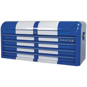 Retro Blue 4 Drawer Tool Chest with Lockable Storage - 1080 x 450 x 495mm